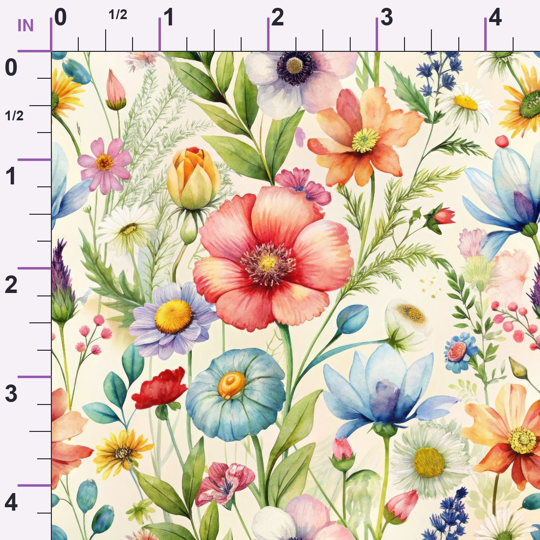 Watercolor Meadow Pattern 8 Minky Fabric