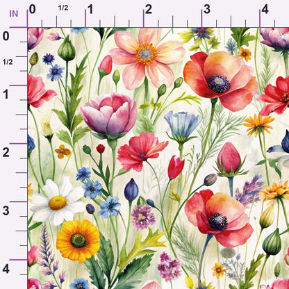 Watercolor Meadow Pattern 9 Minky Fabric