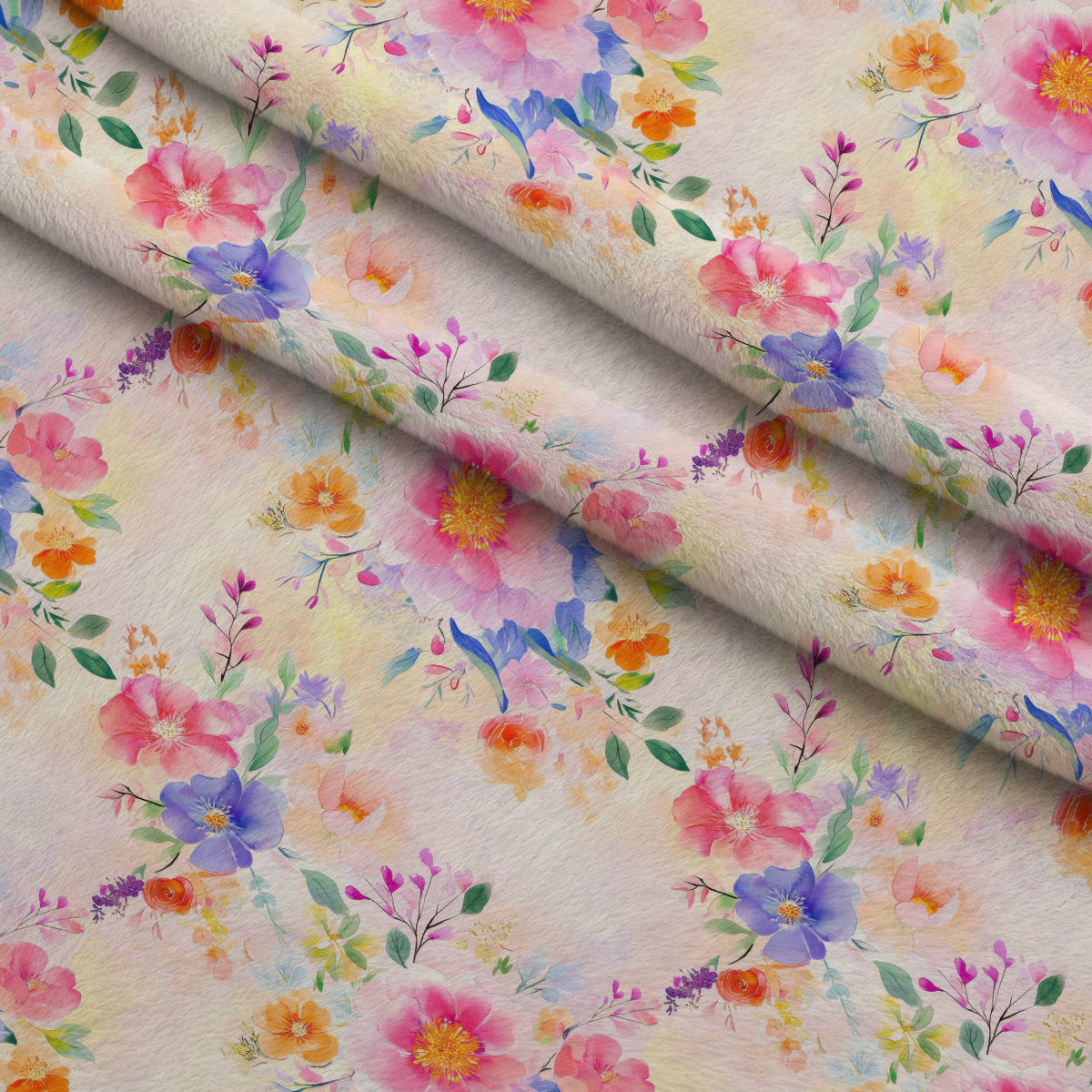 Watercolor Petal Garden Pattern 11 Minky Fabric