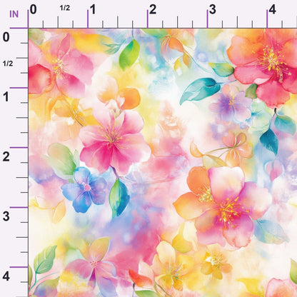 Watercolor Petal Garden Pattern 2 Minky Fabric