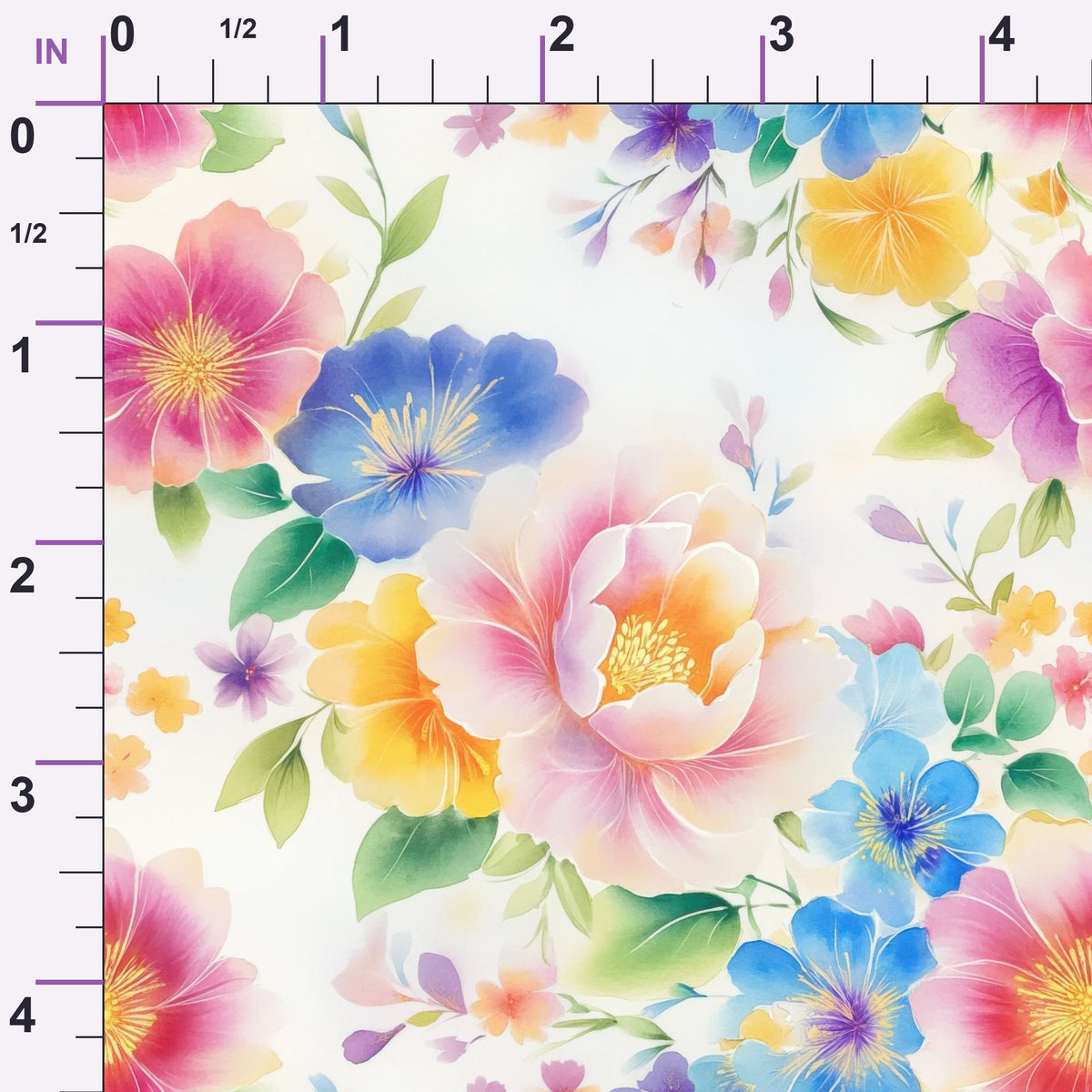 Watercolor Petal Garden Pattern 4 Minky Fabric