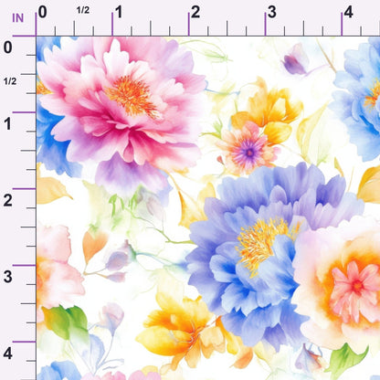 Watercolor Petal Garden Pattern 5 Minky Fabric
