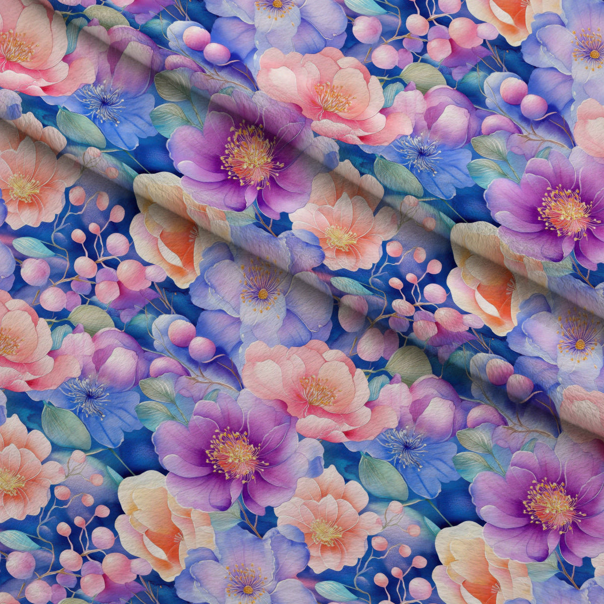 Watercolor Petal Garden Pattern 6 Minky Fabric