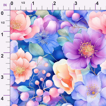 Watercolor Petal Garden Pattern 6 Minky Fabric