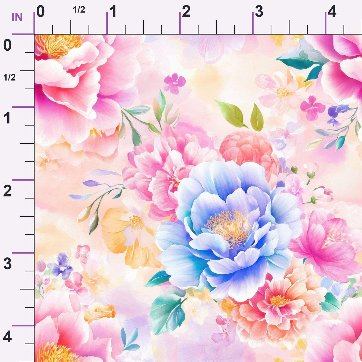 Watercolor Petal Garden Pattern 9 Minky Fabric