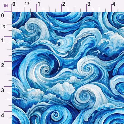 Watercolor Waves Pattern 1 Minky Fabric