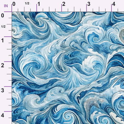 Watercolor Waves Pattern 11 Minky Fabric