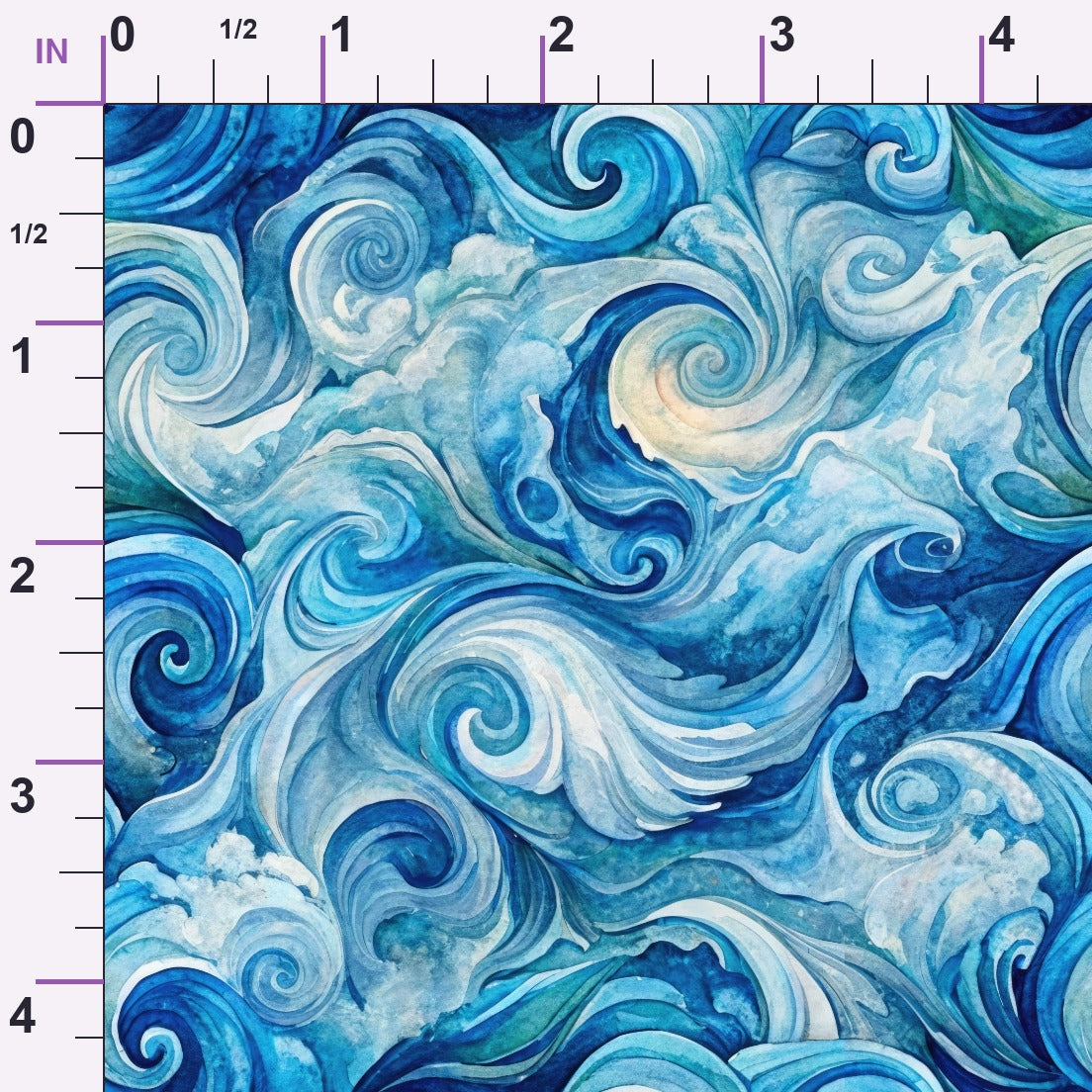 Watercolor Waves Pattern 2 Minky Fabric