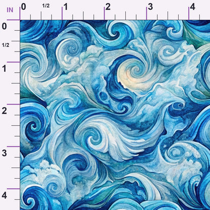 Watercolor Waves Pattern 2 Minky Fabric