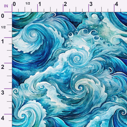 Watercolor Waves Pattern 3 Minky Fabric
