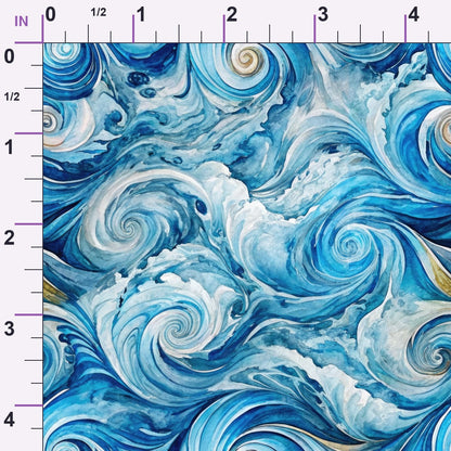 Watercolor Waves Pattern 6 Minky Fabric
