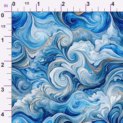 Watercolor Waves Pattern 7 Minky Fabric