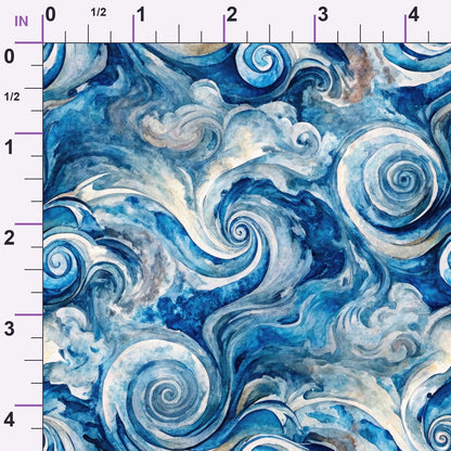 Watercolor Waves Pattern 8 Minky Fabric