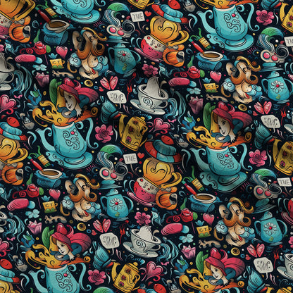 Whimsical Teatime Pattern 1 Minky Fabric