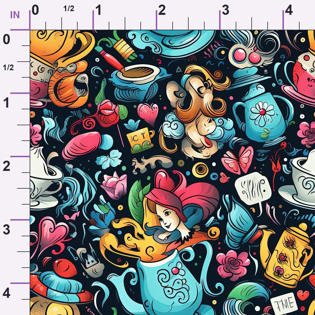 Whimsical Teatime Pattern 1 Minky Fabric