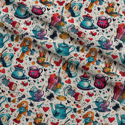 Whimsical Teatime Pattern 10 Minky Fabric