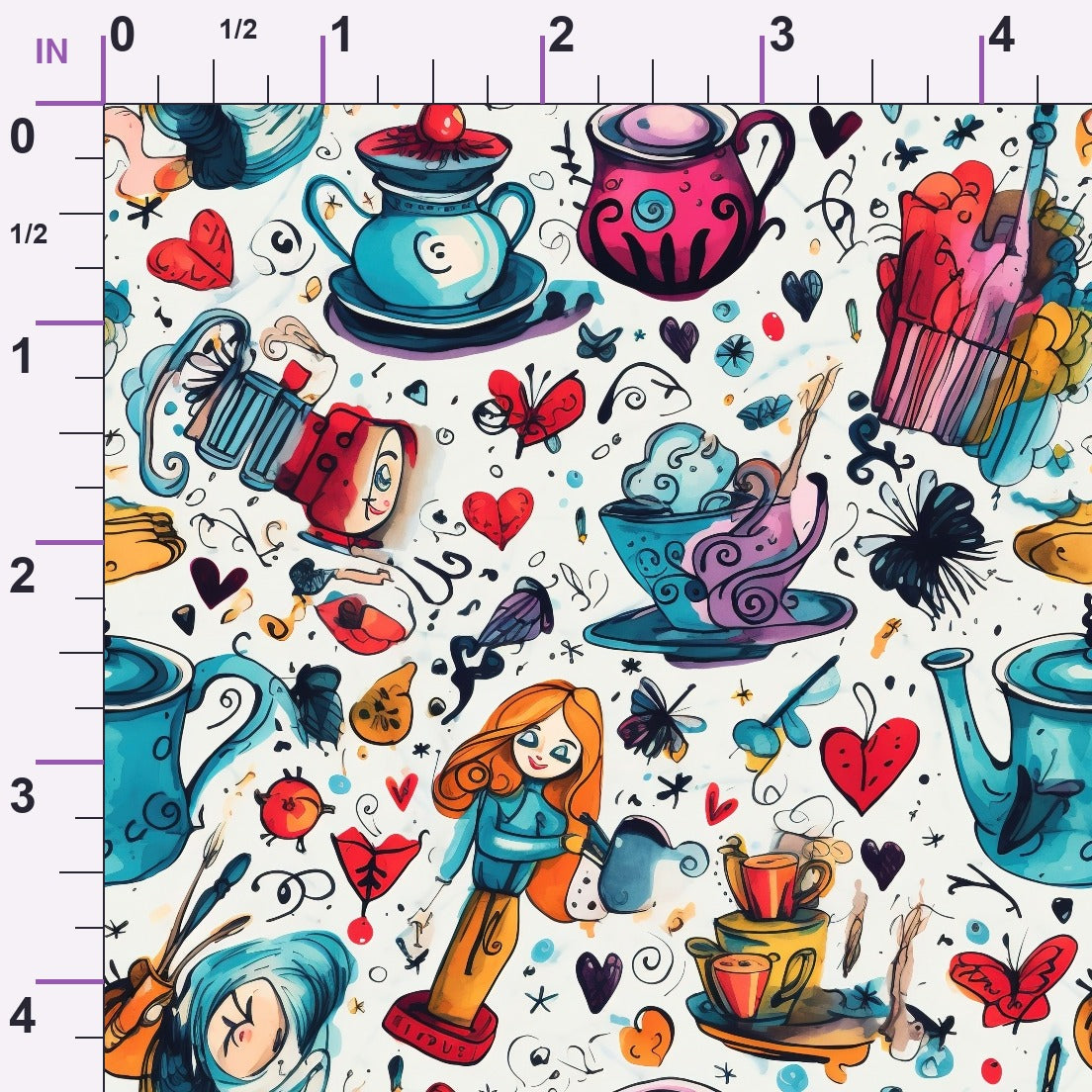 Whimsical Teatime Pattern 10 Minky Fabric