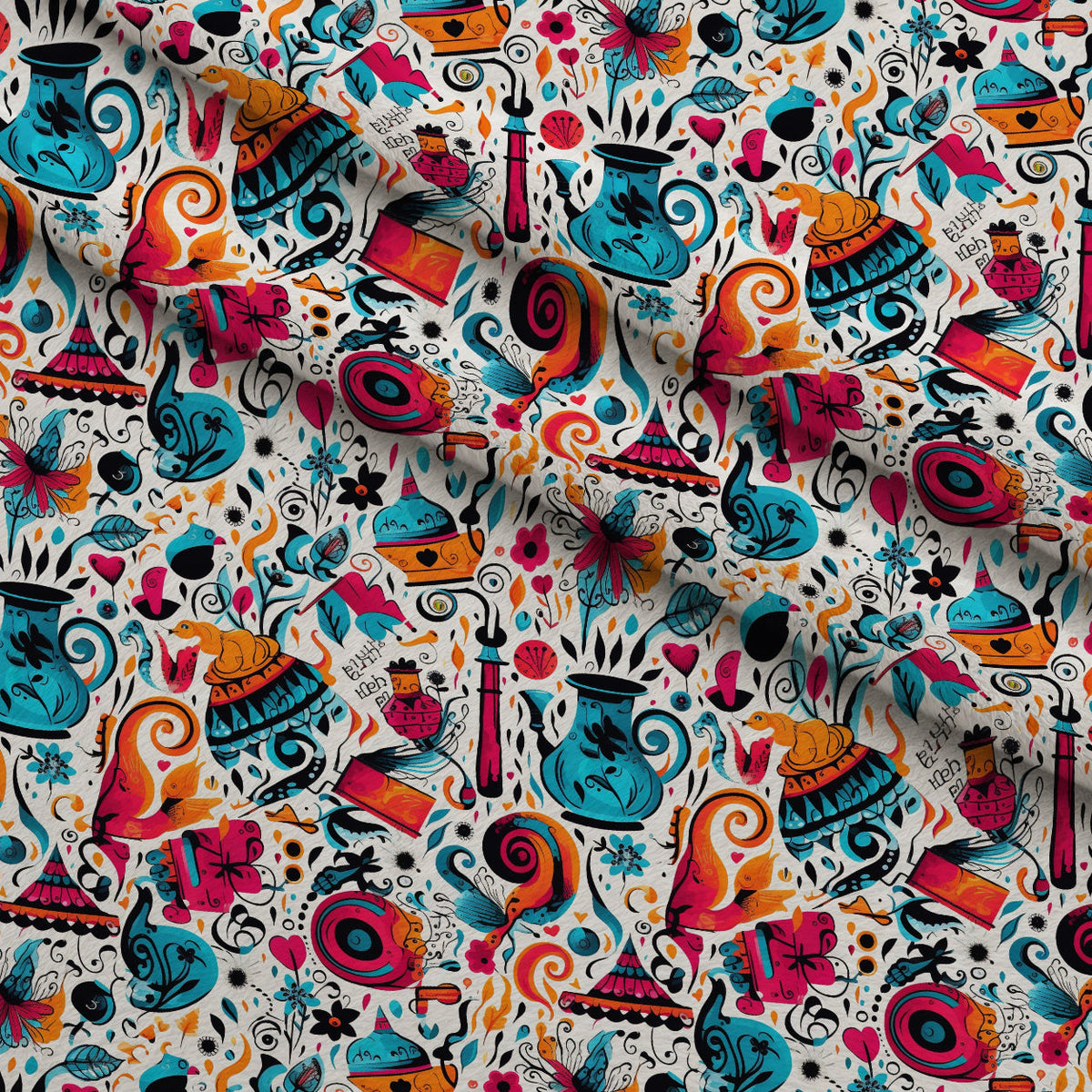 Whimsical Teatime Pattern 12 Minky Fabric