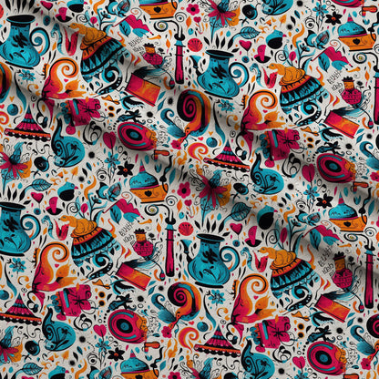 Whimsical Teatime Pattern 12 Minky Fabric
