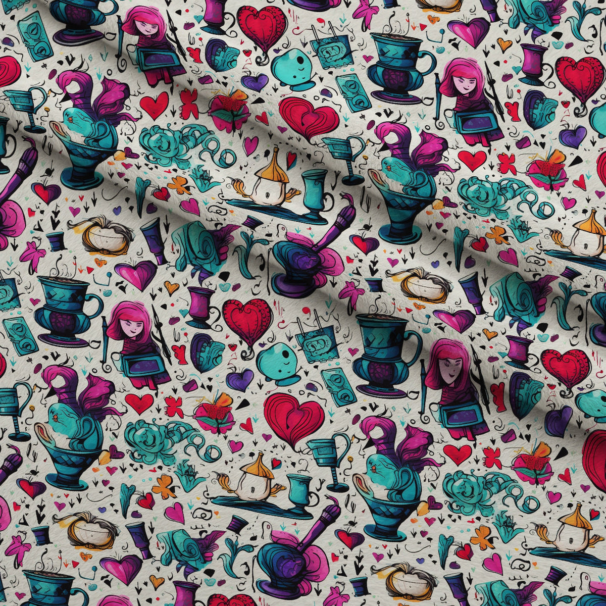 Whimsical Teatime Pattern 3 Minky Fabric