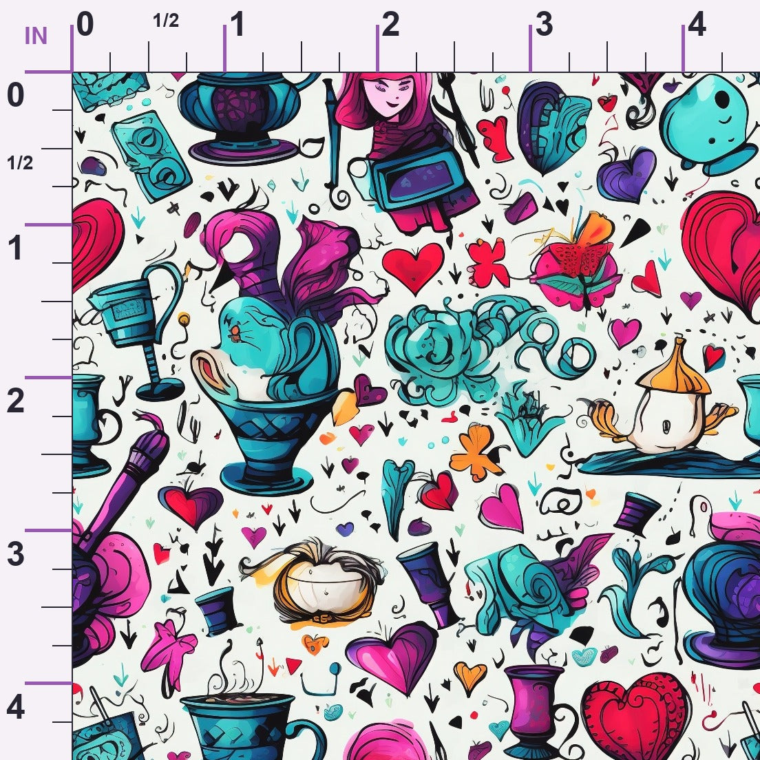 Whimsical Teatime Pattern 3 Minky Fabric
