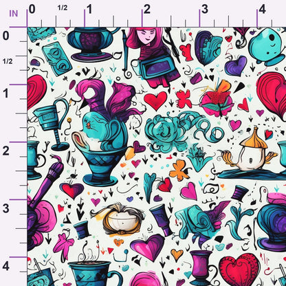 Whimsical Teatime Pattern 3 Minky Fabric