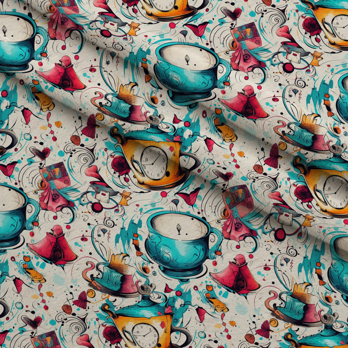 Whimsical Teatime Pattern 4 Minky Fabric