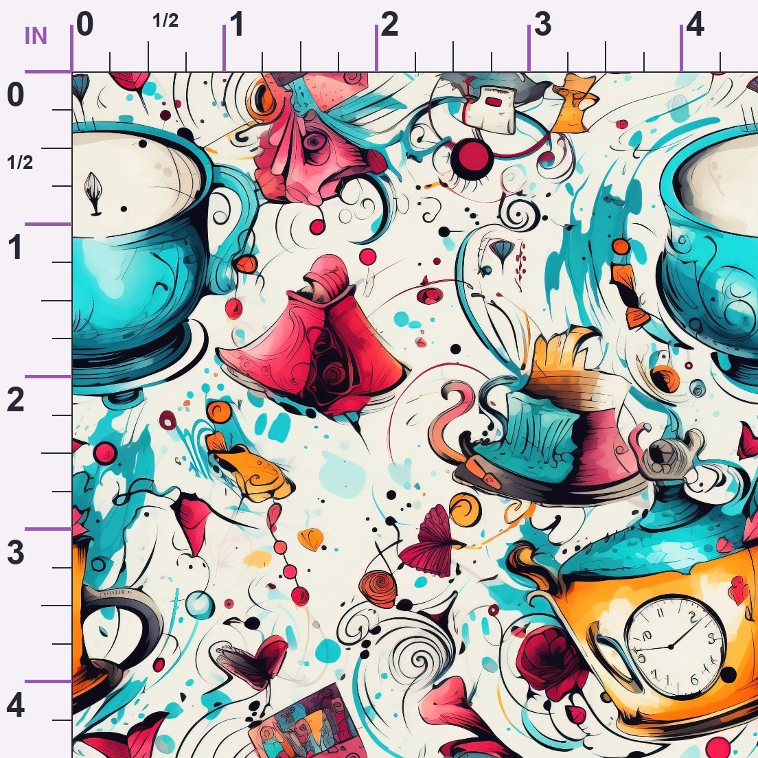 Whimsical Teatime Pattern 4 Minky Fabric