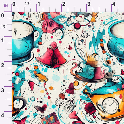 Whimsical Teatime Pattern 4 Minky Fabric