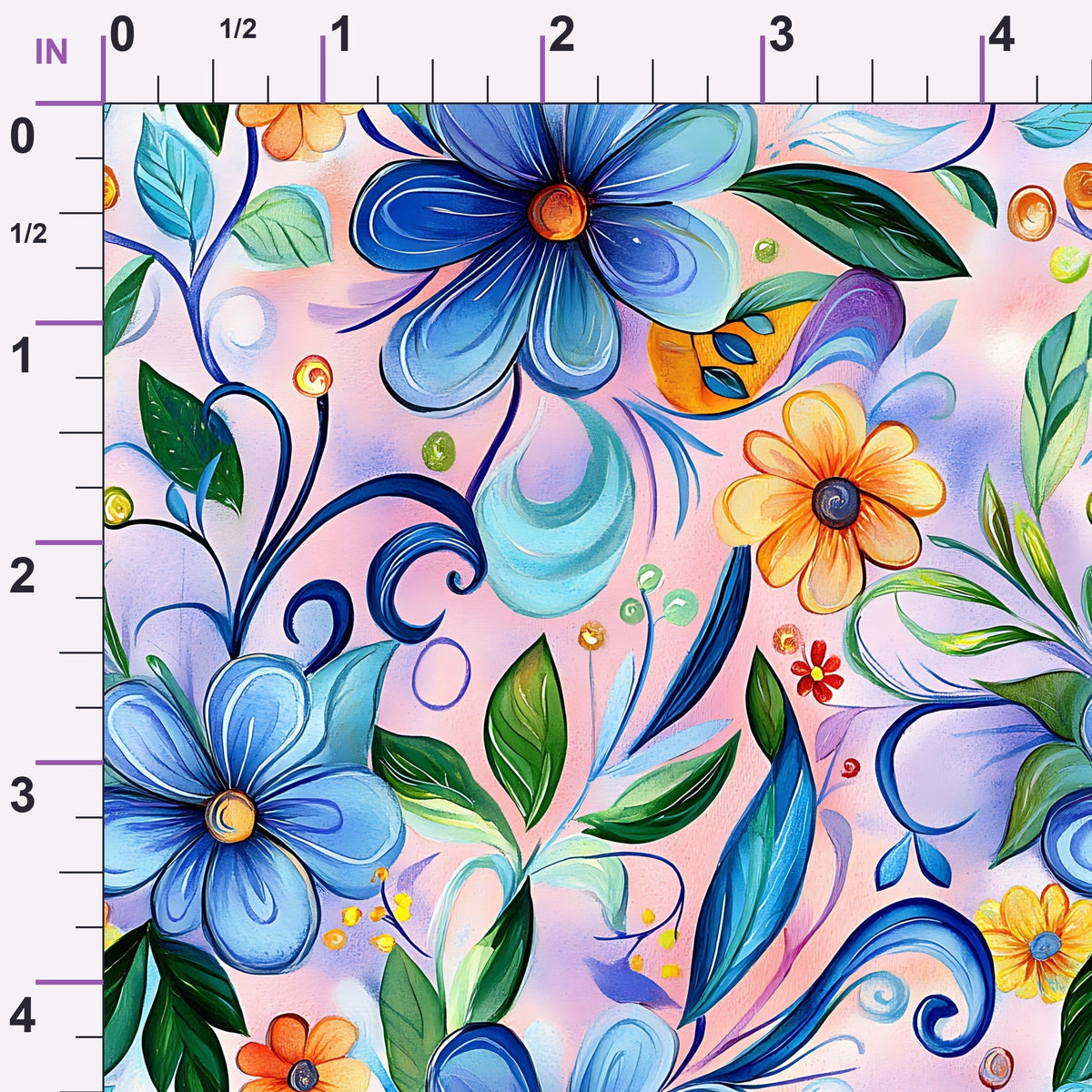 Whimsical Watercolor Blooms Pattern 5 Minky Fabric