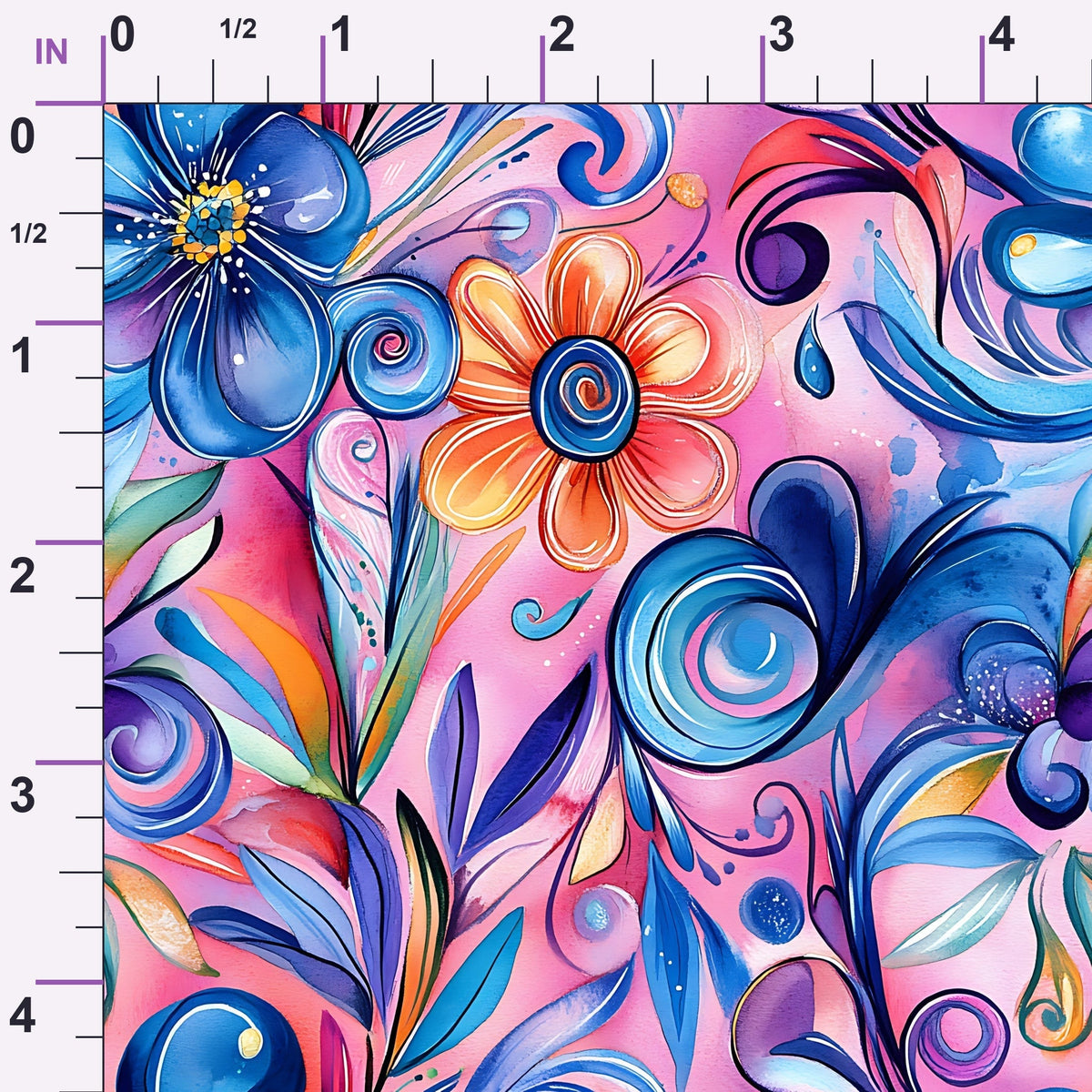 Whimsical Watercolor Blooms Pattern 6 Minky Fabric