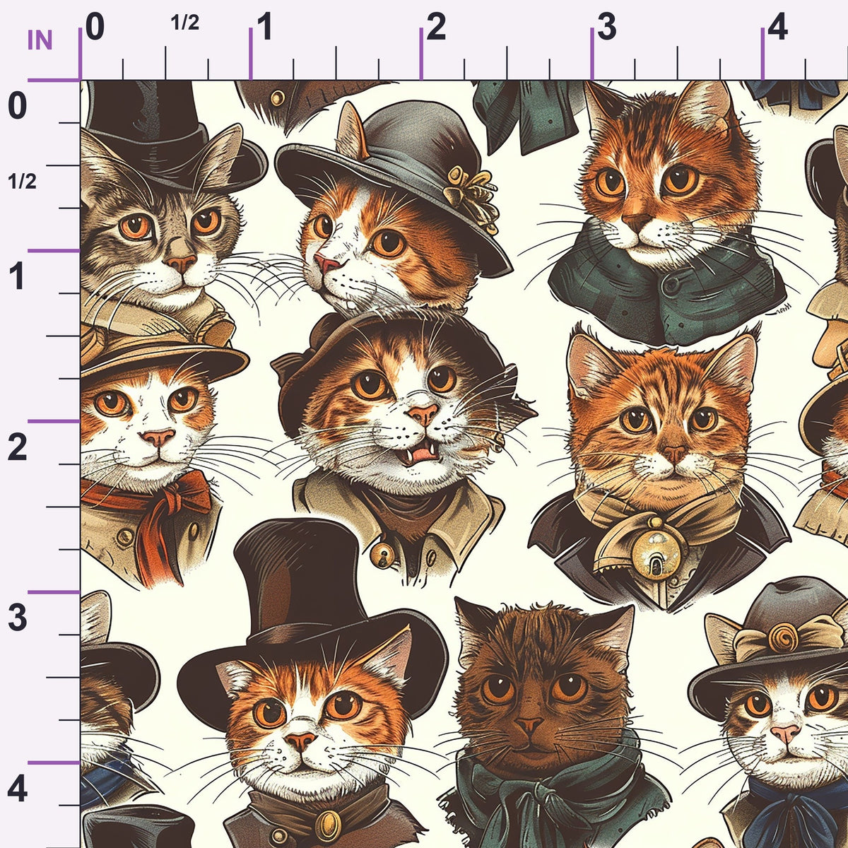 Whiskered Gentry Pattern 1 Minky Fabric