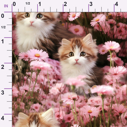 Whiskers and Blossoms Pattern 1 Minky Fabric