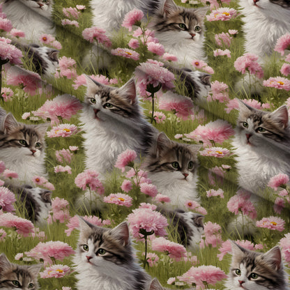 Whiskers and Blossoms Pattern 3 Minky Fabric
