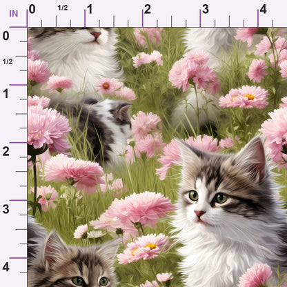 Whiskers and Blossoms Pattern 3 Minky Fabric