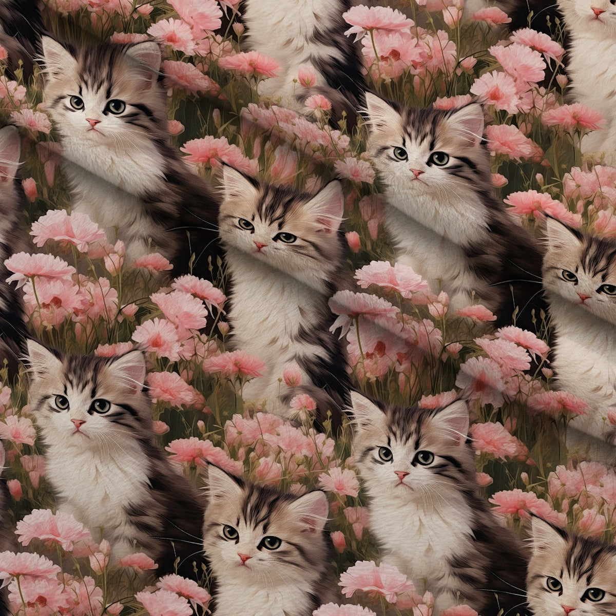 Whiskers and Blossoms Pattern 7 Minky Fabric