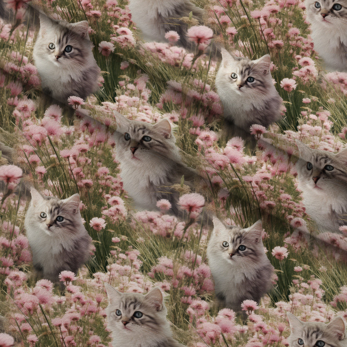 Whiskers and Blossoms Pattern 9 Minky Fabric