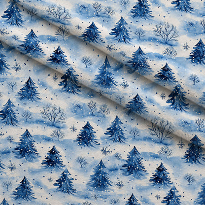 Winter Christmas Trees Minky Fabric