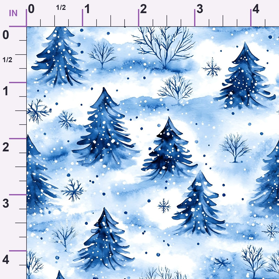 Winter Christmas Trees Minky Fabric