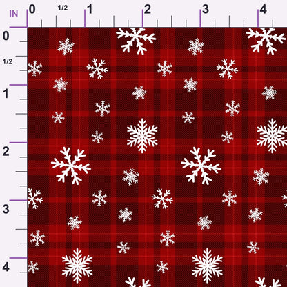 Winter Red Plaid Minky Fabric