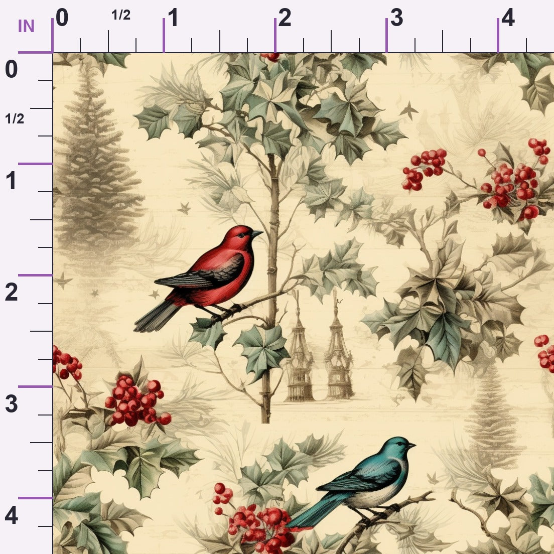 Winterberry Songbirds Pattern 11 Minky Fabric