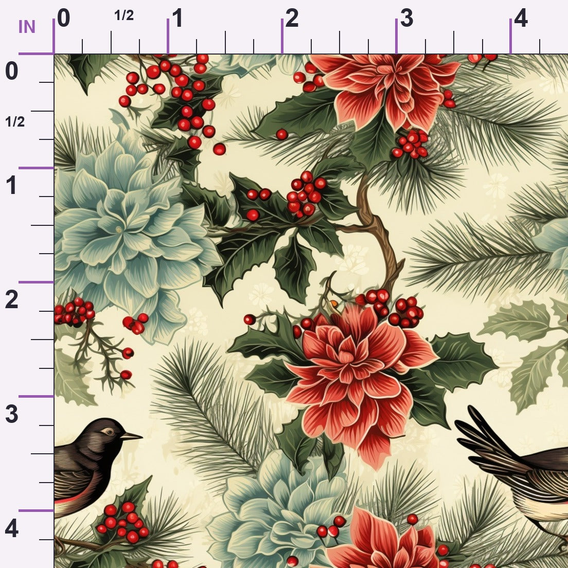 Winterberry Songbirds Pattern 17 Minky Fabric