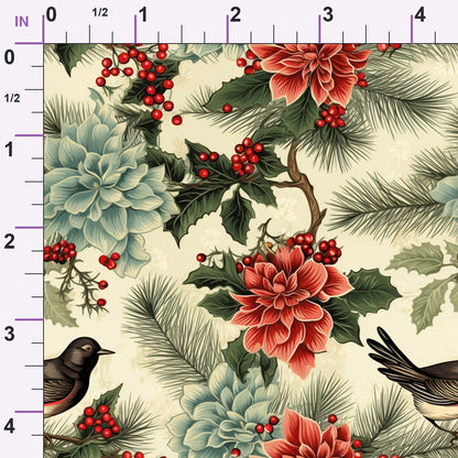 Winterberry Songbirds Pattern 17 Minky Fabric