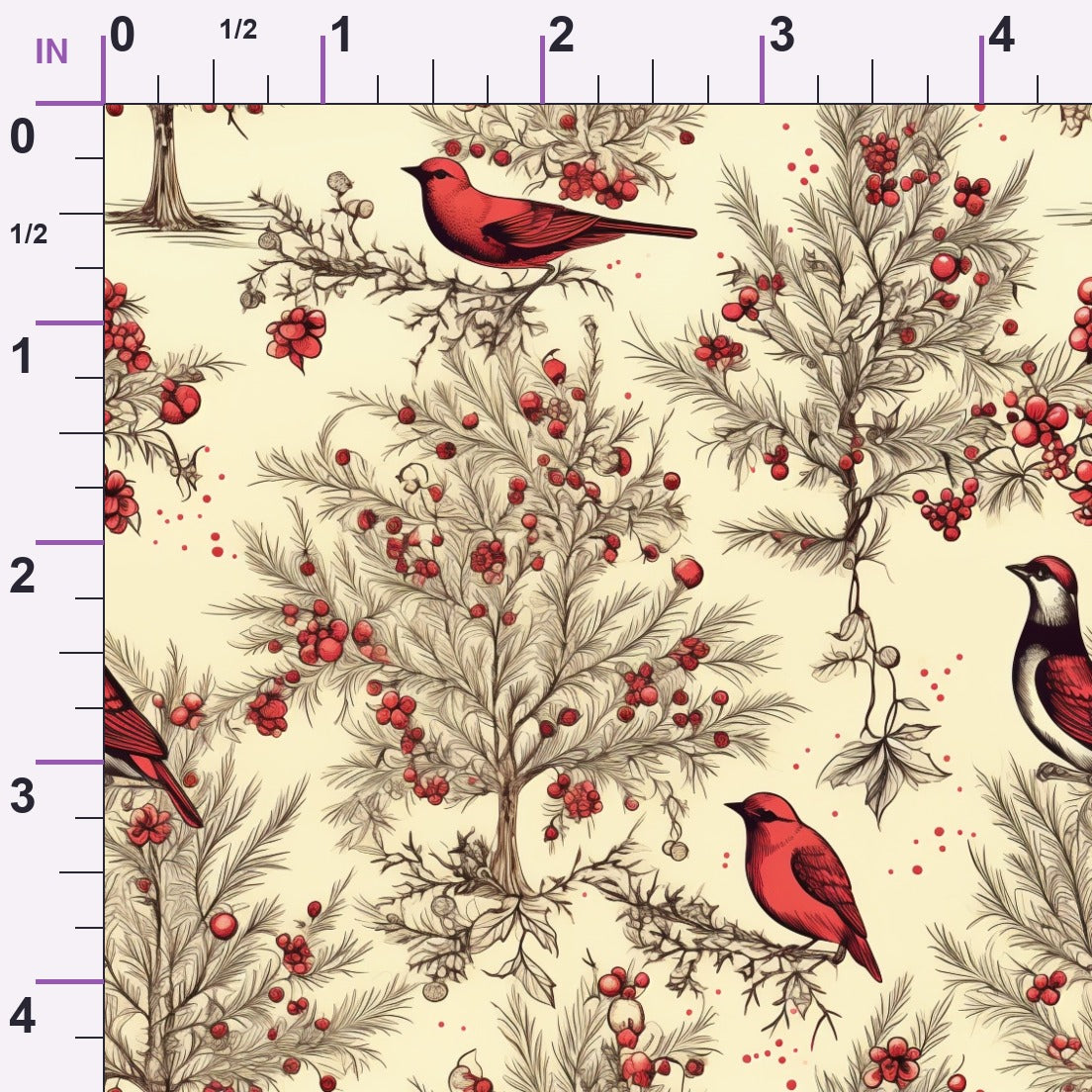 Winterberry Songbirds Pattern 18 Minky Fabric