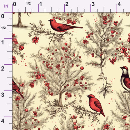 Winterberry Songbirds Pattern 18 Minky Fabric