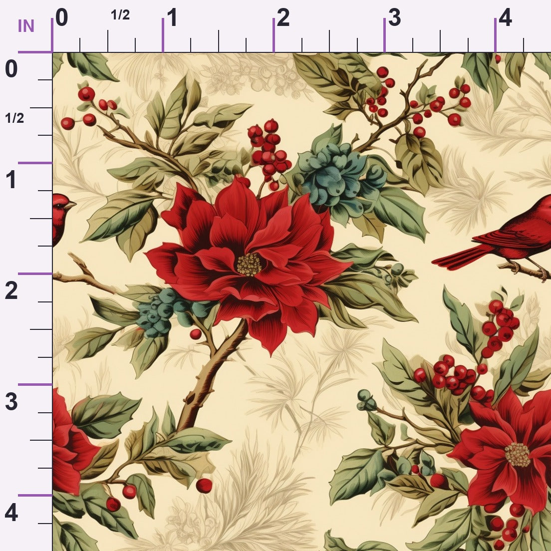Winterberry Songbirds Pattern 8 Minky Fabric