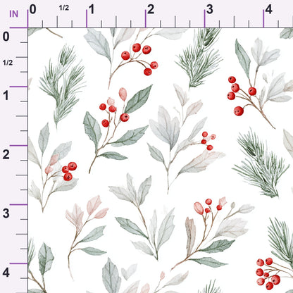 Winterberry Sprigs Pattern 1 Minky Fabric