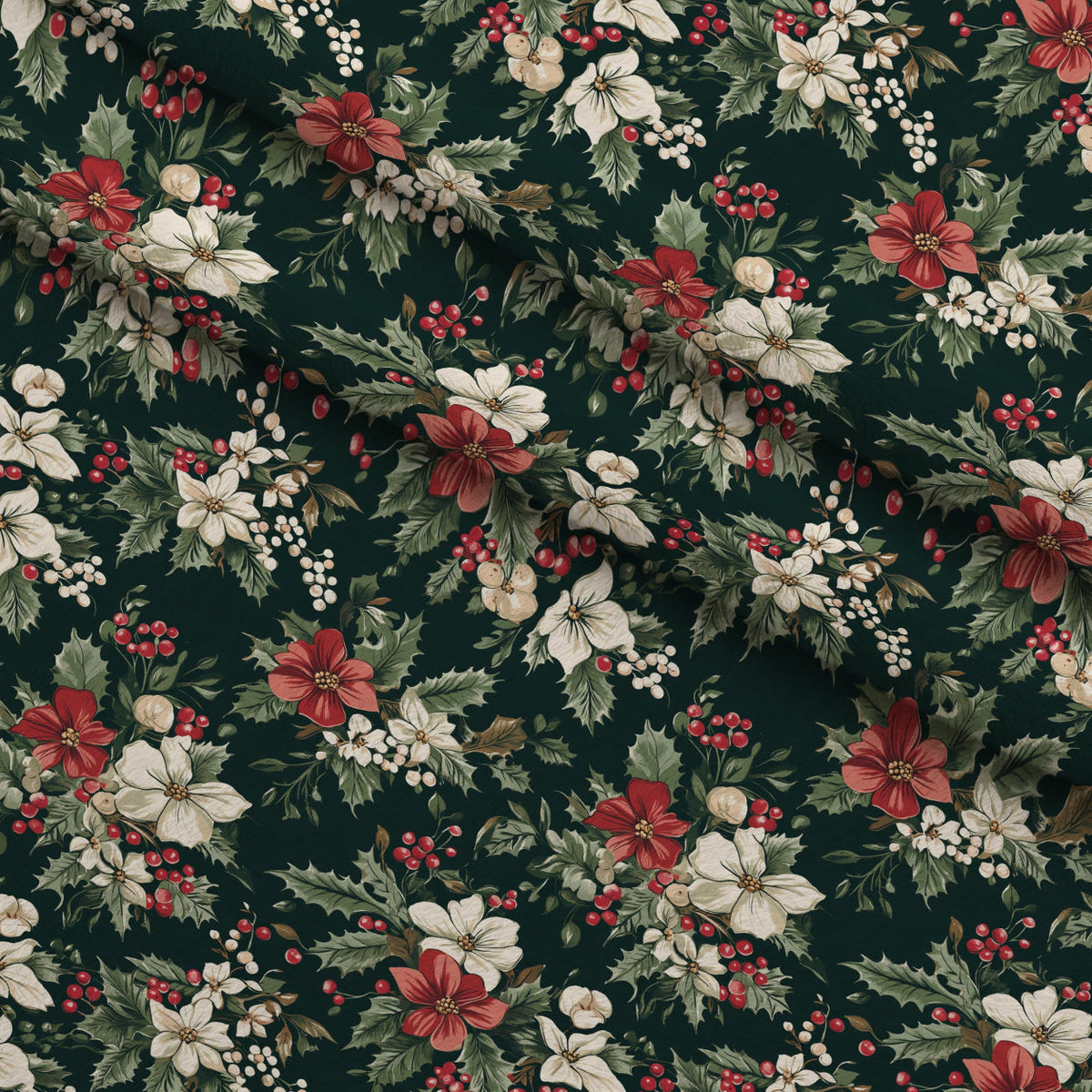 Yuletide Blooms Pattern 1 Minky Fabric
