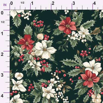 Yuletide Blooms Pattern 1 Minky Fabric