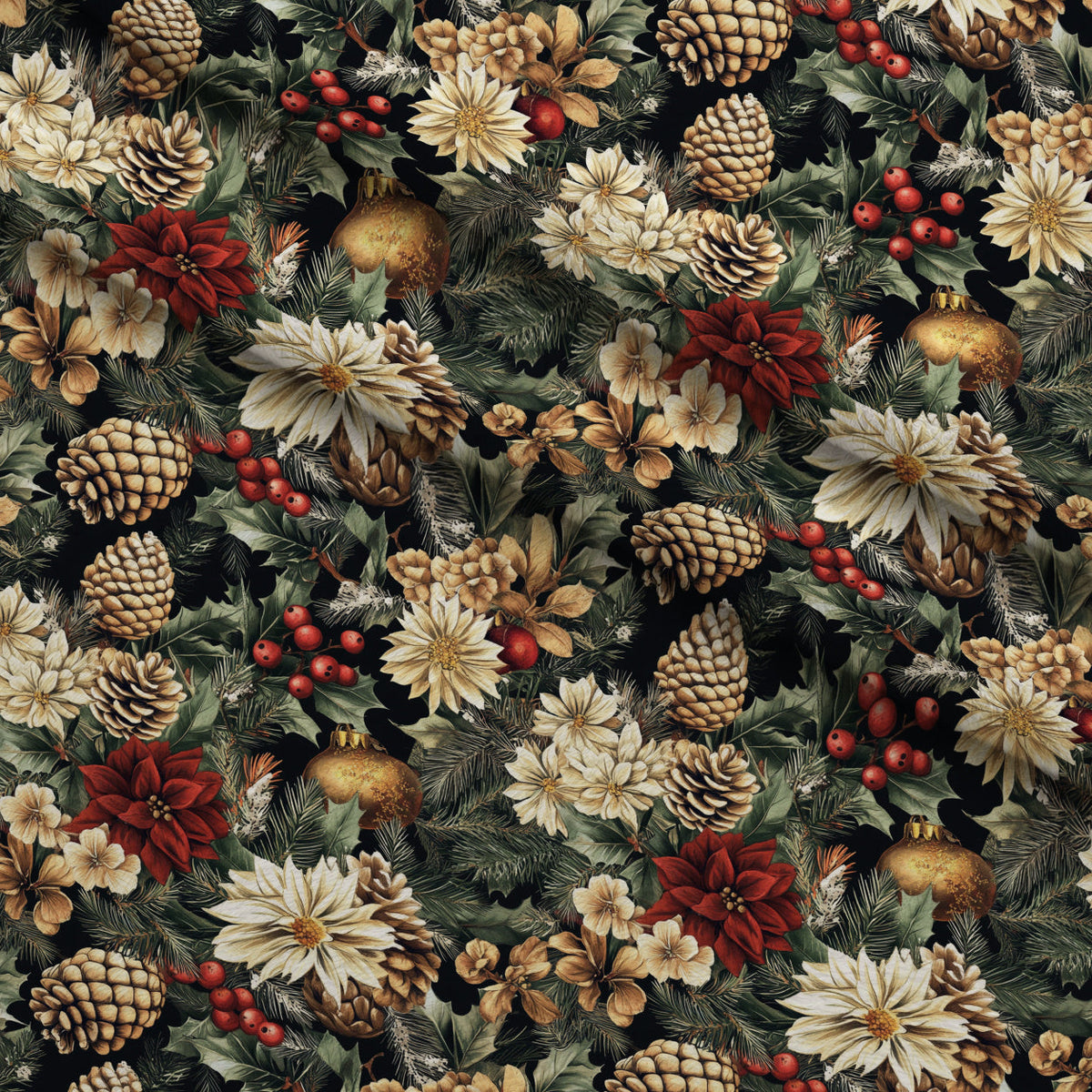 Yuletide Blooms Pattern 2 Minky Fabric